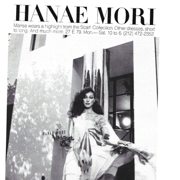Hanae Mori Vintage 1977 Print Ad Featuring Elegant Scarf Collection Fashion - Picture 2 of 2